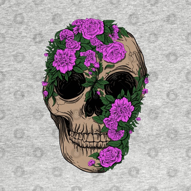 Skull Flower Artwork by Mako Design 